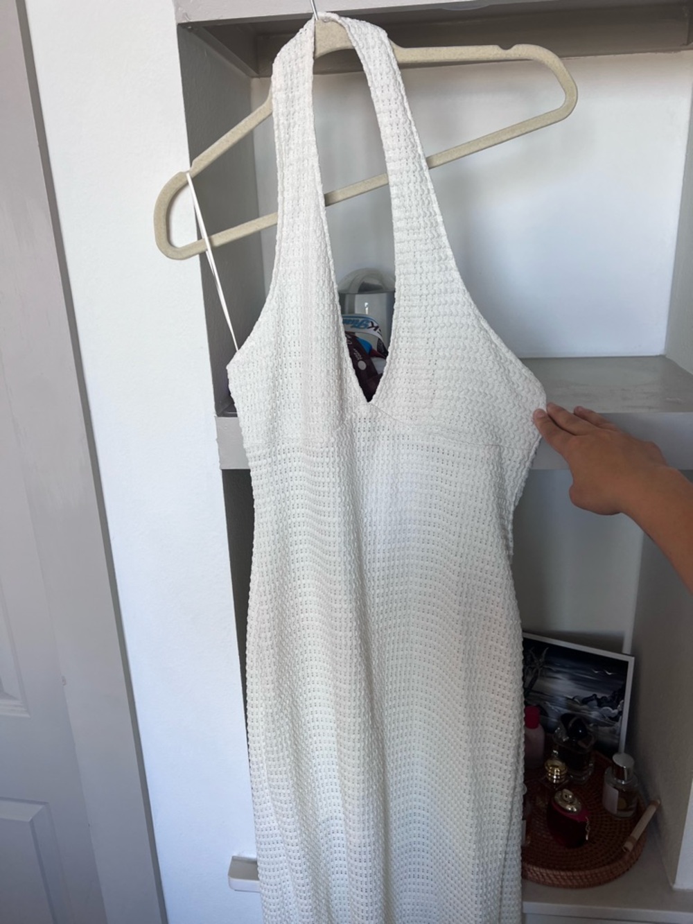 American Threads Ivory Crochet Halter Maxi